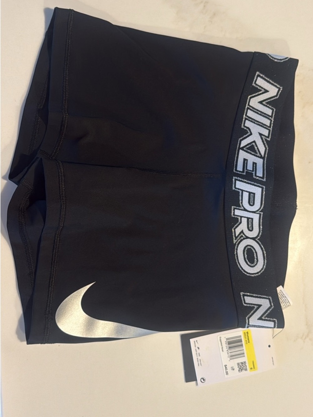 Nike Black Women's Pro Compression Shorts with White Swoosh